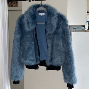 Blue fur jacket